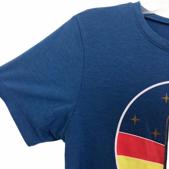 Mad Engine Retro Graphic Tee Womens Sz Medium NASA Space Shuttle Colorful Blue - Picture 5 of 6